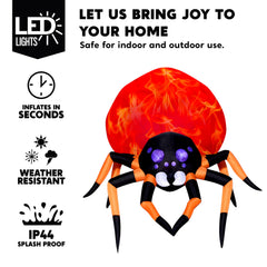 8 ft Tall Hanging Spider with Spider Web Net Lights Inflatable Decoration