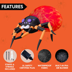 8 ft Tall Hanging Spider with Spider Web Net Lights Inflatable Decoration