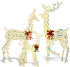 3 LED Yard Lights - Fabric 5 ft Buck, 4 ft Doe, 3 ft Fawn (Iridescent)