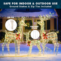 3 LED Yard Lights - Fabric 5 ft Buck, 4 ft Doe, 3 ft Fawn (Iridescent)