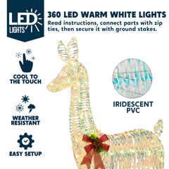 3 LED Yard Lights - Fabric 5 ft Buck, 4 ft Doe, 3 ft Fawn (Iridescent)