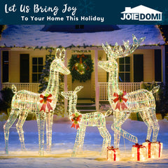 3 LED Yard Lights - Fabric 5 ft Buck, 4 ft Doe, 3 ft Fawn (Iridescent)