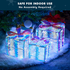 3 LED Yard Lights - 5, 6, 7.5 in Iridescent Gift Box (Cool White)