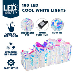 3 LED Yard Lights - 5, 6, 7.5 in Iridescent Gift Box (Cool White)