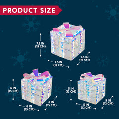 3 LED Yard Lights - 5, 6, 7.5 in Iridescent Gift Box (Cool White)