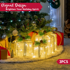3 LED Yard Lights - 5, 6, 7.5 in Tinsel Gift Box (Warm White)