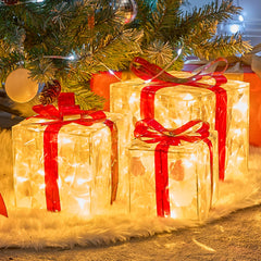 3 LED Yard Lights - 5, 6, 7.5 in Transparent Gift Box (Warm White)