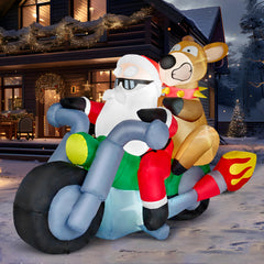 7 ft Long Santa Ride Motor Bike with Reindeer Inflatable Decoration