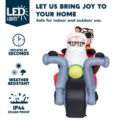 7 ft Long Santa Ride Motor Bike with Reindeer Inflatable Decoration