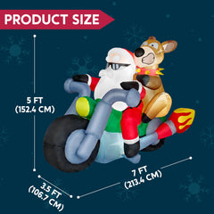 7 ft Long Santa Ride Motor Bike with Reindeer Inflatable Decoration