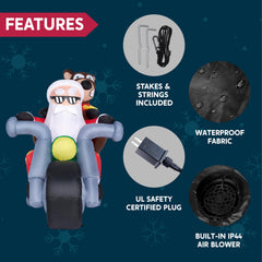 7 ft Long Santa Ride Motor Bike with Reindeer Inflatable Decoration