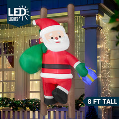 8 ft Tall Climbing Santa with Stairs Inflatable Decoration