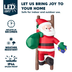 8 ft Tall Climbing Santa with Stairs Inflatable Decoration