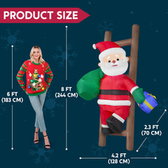 8 ft Tall Climbing Santa with Stairs Inflatable Decoration
