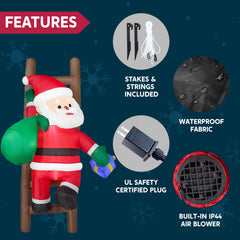 8 ft Tall Climbing Santa with Stairs Inflatable Decoration
