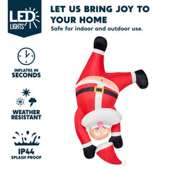 6 ft Tall Hanging Upside Down Santa Inflatable Decoration