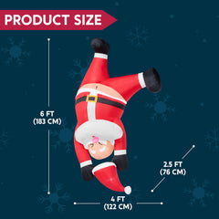 6 ft Tall Hanging Upside Down Santa Inflatable Decoration