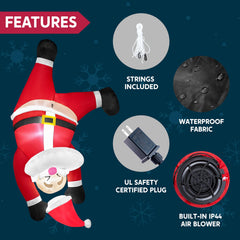 6 ft Tall Hanging Upside Down Santa Inflatable Decoration