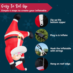 6 ft Tall Hanging Upside Down Santa Inflatable Decoration