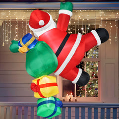 6 ft Tall Climbing Santa with Gift Bag Inflatable Decoration
