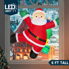6 ft Tall Climbing Santa with Gift Bag Inflatable Decoration