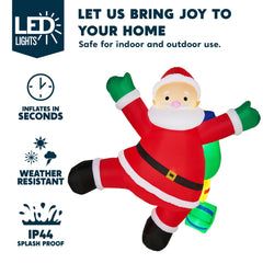 6 ft Tall Climbing Santa with Gift Bag Inflatable Decoration
