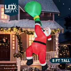 8 ft Tall Falling Santa with Gift Bag Inflatable Decoration