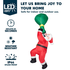 8 ft Tall Falling Santa with Gift Bag Inflatable Decoration