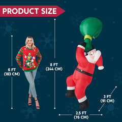 8 ft Tall Swinging Santa on Ornament Inflatable Decoration