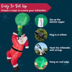 8 ft Tall Swinging Santa on Ornament Inflatable Decoration