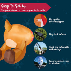 3 ft Tall Reindeer Butt Window Breaker Inflatable Decoration