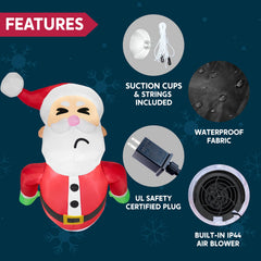 3.5 ft Tall Fat Santa Stuck Window Breaker Inflatable Decoration