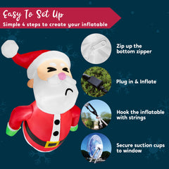 3.5 ft Tall Fat Santa Stuck Window Breaker Inflatable Decoration