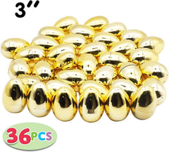 36Pcs Shiny Golden Metallic Easter Egg Shells 3in