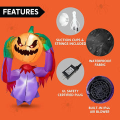 4.5 FT Tall Halloween Inflatable Pumpkin Ghost Broke Out
