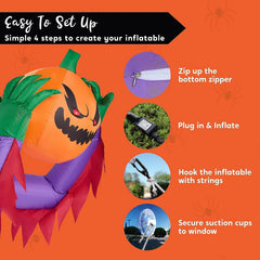 4.5 FT Tall Halloween Inflatable Pumpkin Ghost Broke Out