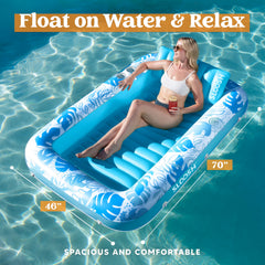 70" x 46" Tropical Leaves Suntan Pool Float (Blue)