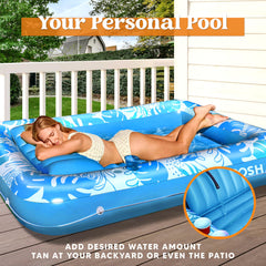 70" x 46" Tropical Leaves Suntan Pool Float (Blue)
