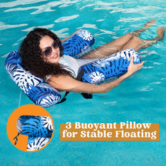 30"x16"x24' Tropical Leaves Adjustable Hammock Chair (Blue)