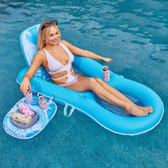 Tropical Leaves Convertible 2-in-1 Lounger (Blue)