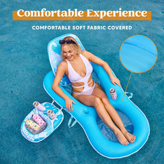 Tropical Leaves Convertible 2-in-1 Lounger (Blue)