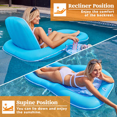 Tropical Leaves Convertible 2-in-1 Lounger (Blue)