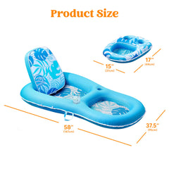 Tropical Leaves Convertible 2-in-1 Lounger (Blue)
