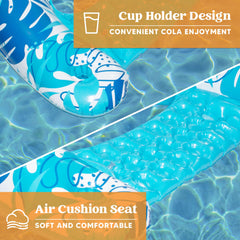 2 Packs XL Tropical Leaves Inflatable Pool Chair (Blue, Green)