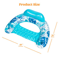 2 Packs XL Tropical Leaves Inflatable Pool Chair (Blue, Green)