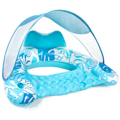 47.5"x27.5"x37.5" XL Inflatable Pool Chair with Canopy （Blue or Pink）
