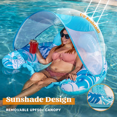 47.5"x27.5"x37.5" XL Inflatable Pool Chair with Canopy （Blue or Pink）