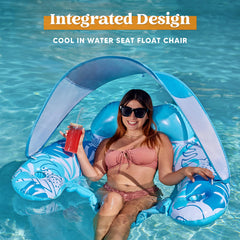 47.5"x27.5"x37.5" XL Inflatable Pool Chair with Canopy （Blue or Pink）