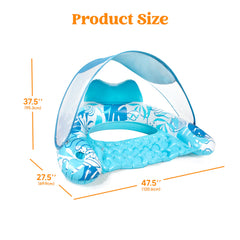 47.5"x27.5"x37.5" XL Inflatable Pool Chair with Canopy （Blue or Pink）