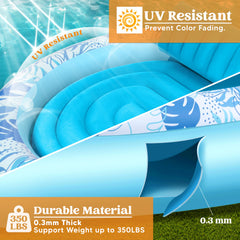 SLOOSH 72" x 65" Large Inflatable Round Tanning Pool with Print, Bule